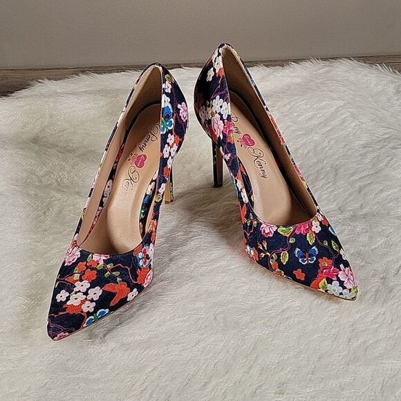 Penny Loves Kenny Blue Floral High Heels Sz 10M - Picture 1 of 9
